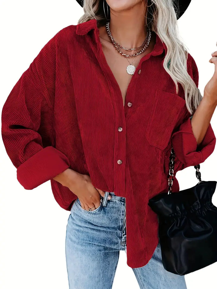Lune London | Corduroy Trousers Shirt Blouse with Buttons Casual