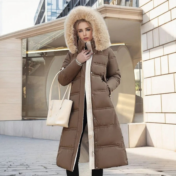 Lune London | Long Winter Jacket Puffer Design Faux Fur Hood Tailored Belt Warm and Insulating