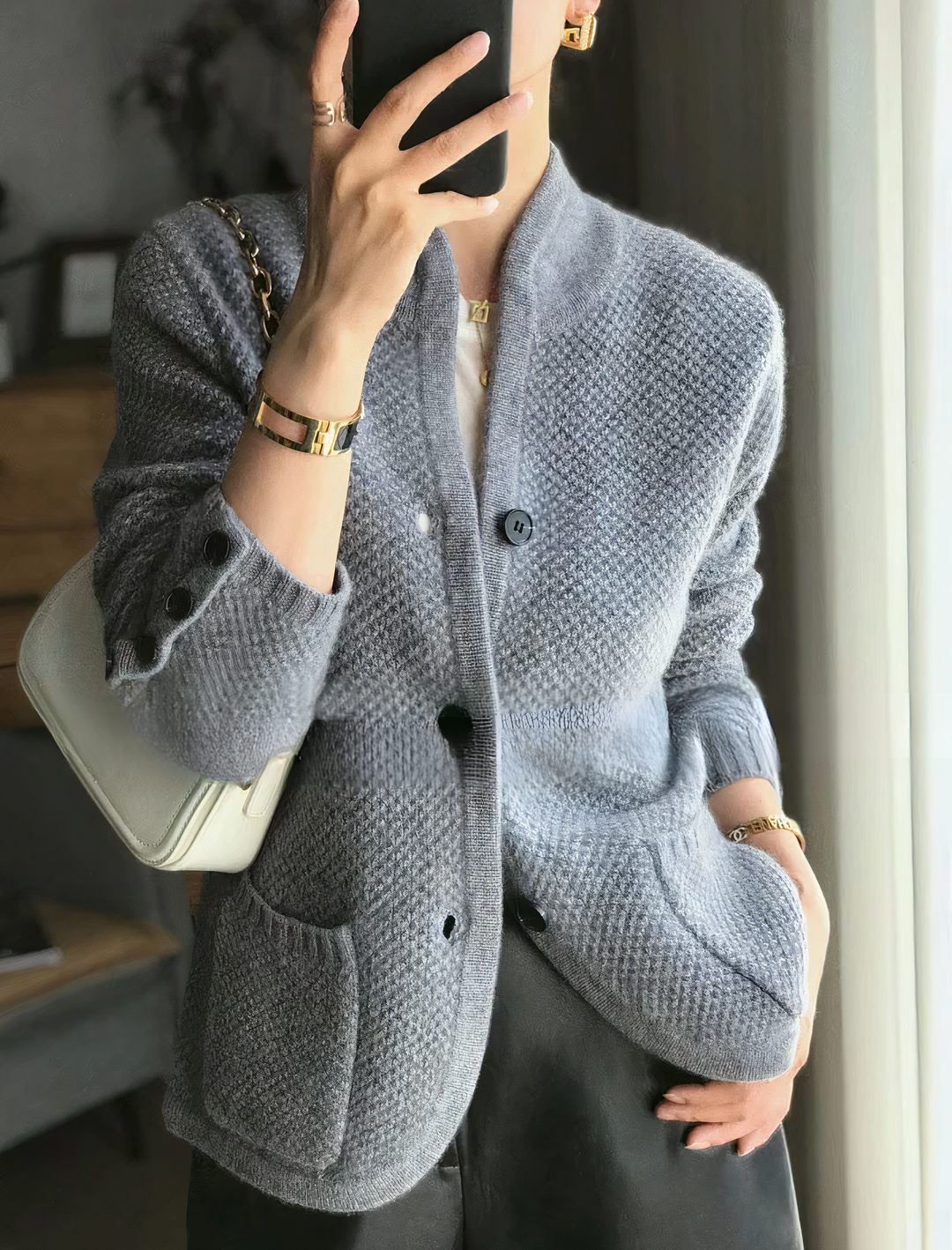 Lune London | More Elegant Cashmere Cardigan with Button Closure for Women