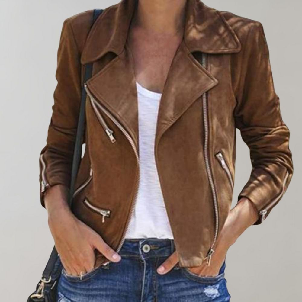 Lune London | Suede Biker Jacket with Zipper for Women