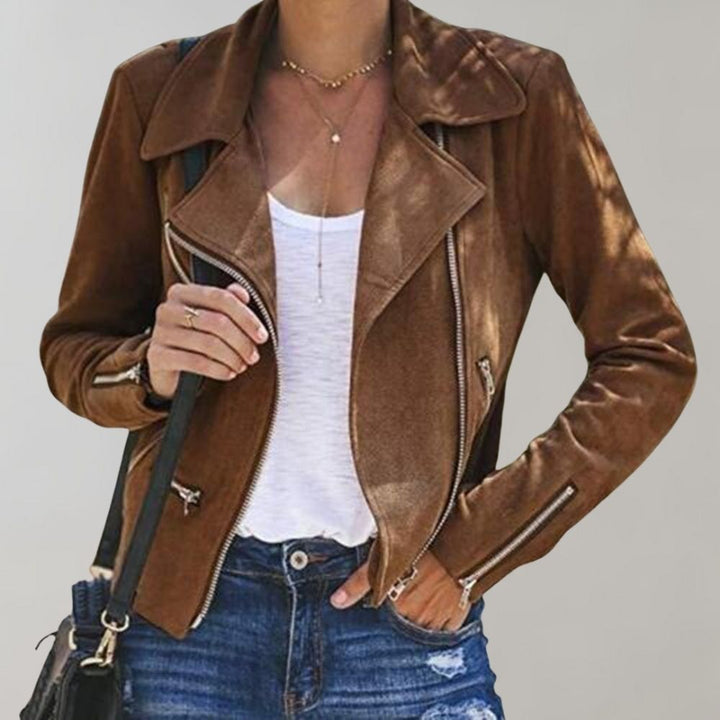 Lune London | Suede Biker Jacket with Zipper for Women