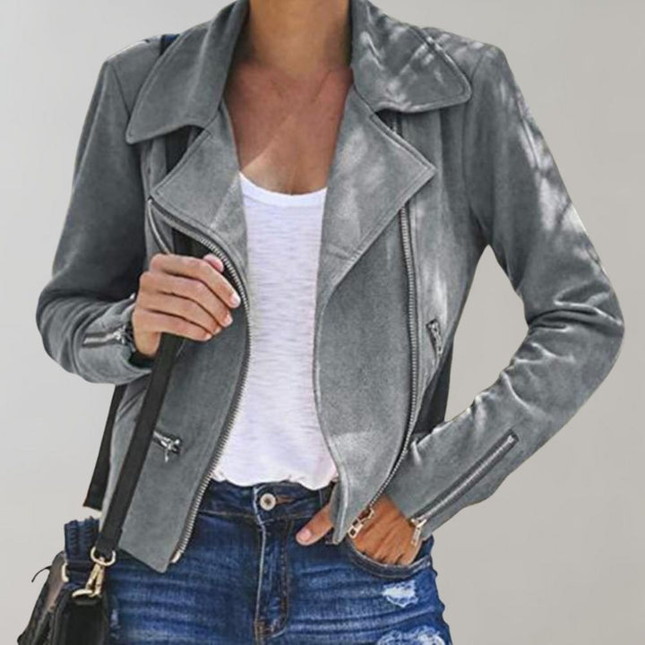 Lune London | Suede Biker Jacket with Zipper for Women