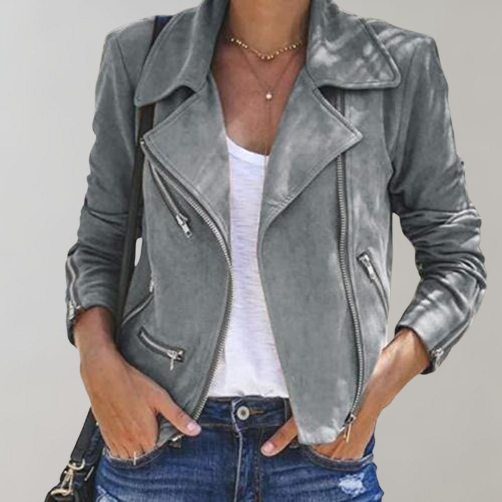 Lune London | Suede Biker Jacket with Zipper for Women
