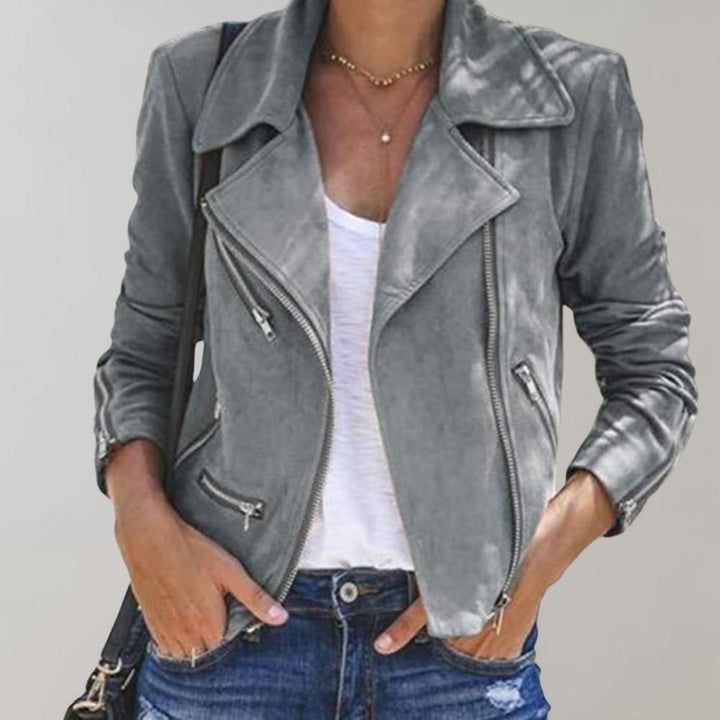 Lune London | Suede Biker Jacket with Zipper for Women