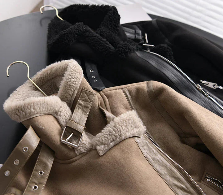 Lune London | Women's Fleece Sherpa Bomber Jacket with Zipper