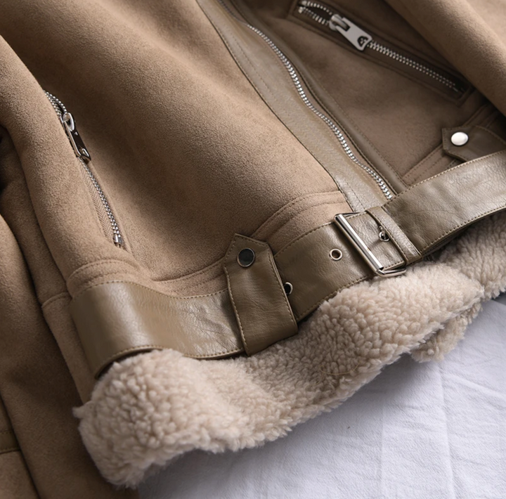 Lune London | Women's Fleece Sherpa Bomber Jacket with Zipper