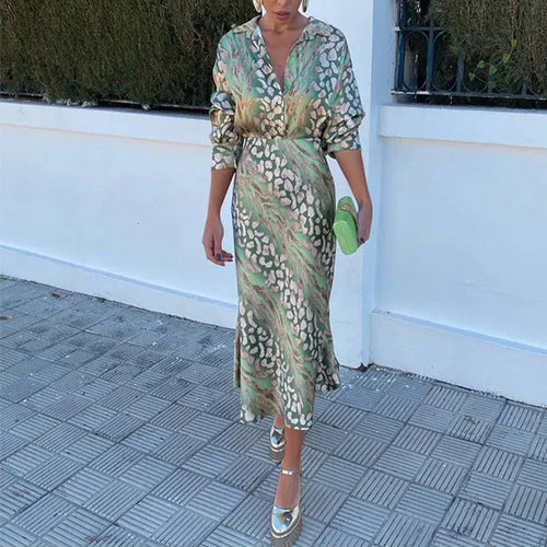 Lune London |Women's Printed Satin Long-Sleeve Two-Piece Set