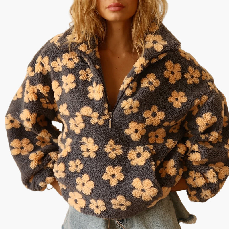 Lune London | Cozy floral print sweater - Boho style for autumn and leisure