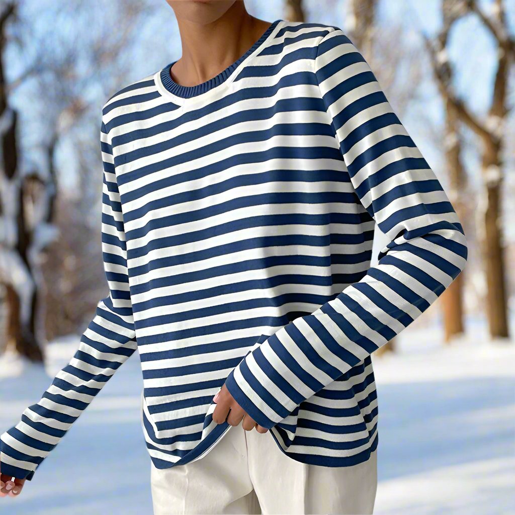 Lune London | Long Sleeve T-Shirt - Striped - Crew Neck - Relaxed Fit
