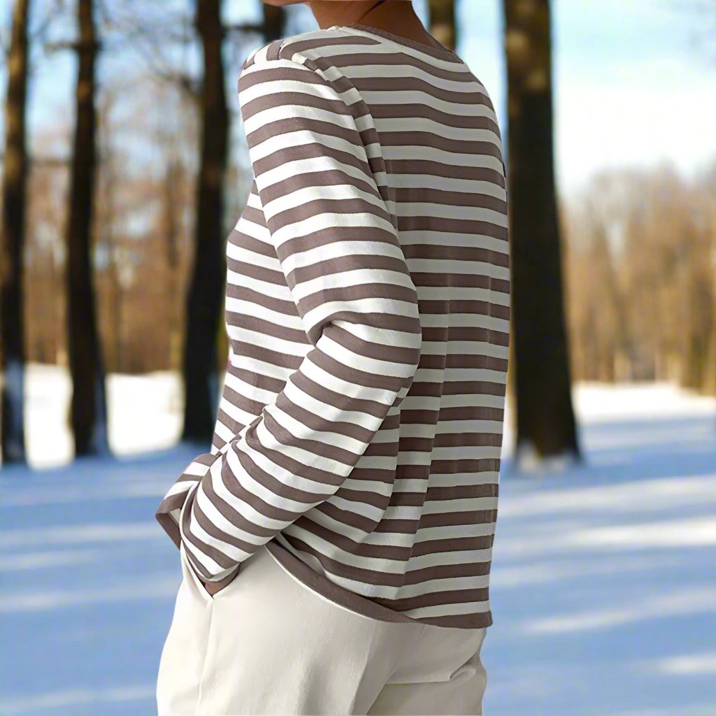 Lune London | Long Sleeve T-Shirt - Striped - Crew Neck - Relaxed Fit