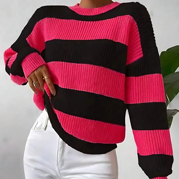 Lune London | Soft Women’S Sweater with Long Sleeves and Stripes