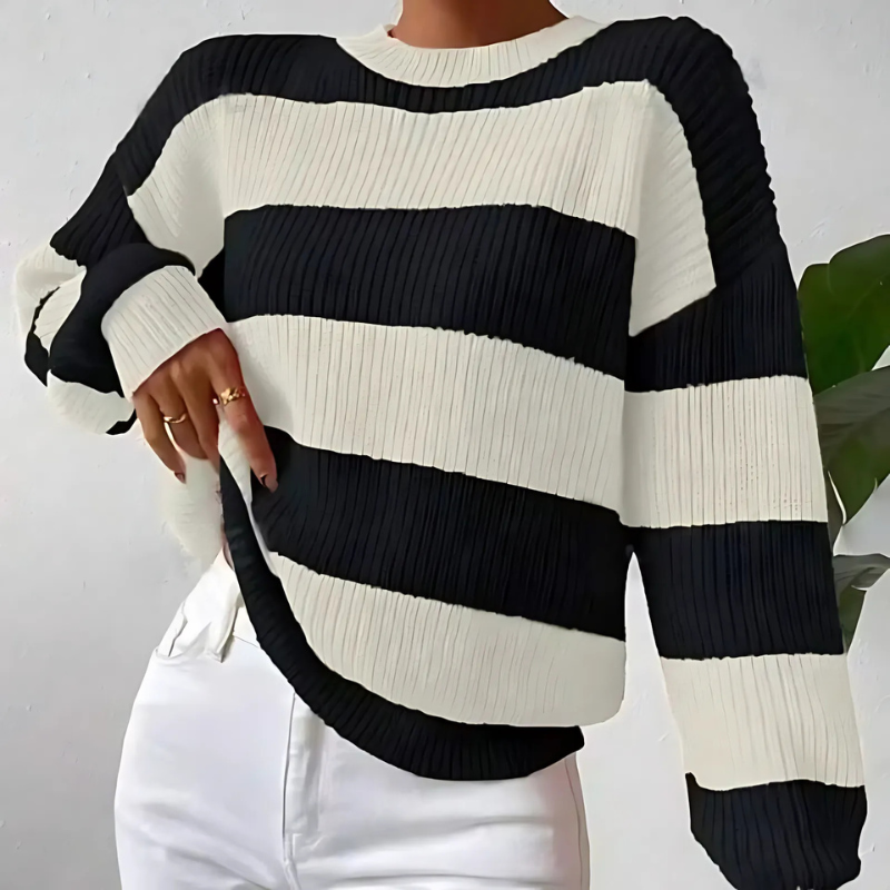 Lune London | Soft Women’S Sweater with Long Sleeves and Stripes
