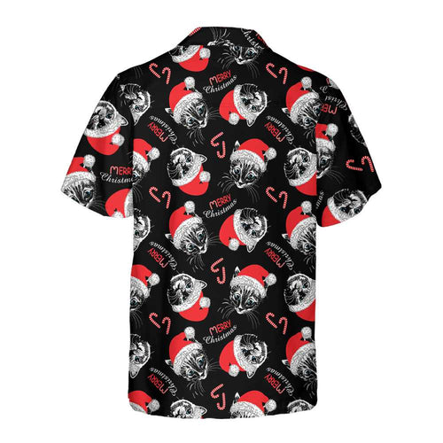 Lune London | Merry Christmas Black Hawaiian Shirt, Fun Christmas Cats Shirt, Best Christmas Gift Idea