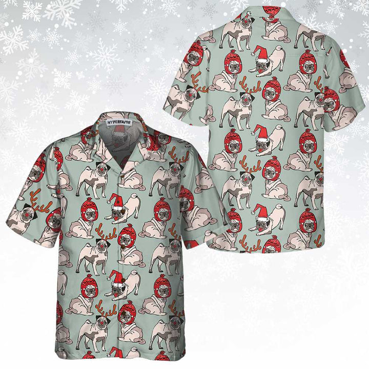 Lune London | Merry Christmas Pug Dog Hawaiian Shirt, Funny Christmas Shirt, Christmas Gift for Dog Lovers