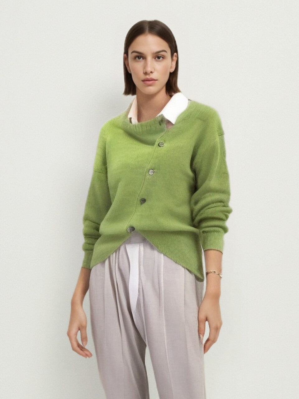 Lune London | Cardigan - Wool blend - Asymmetric closure - Loose fit - Elegant and comfortable