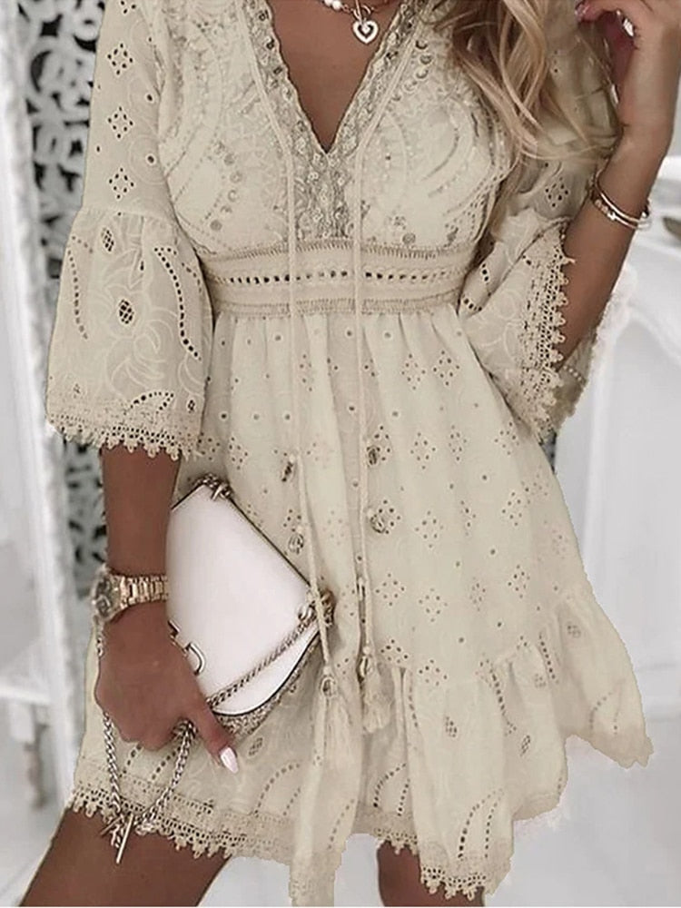 Lune London | Half Sleeve Boho Style Lace Dress Summer Dress