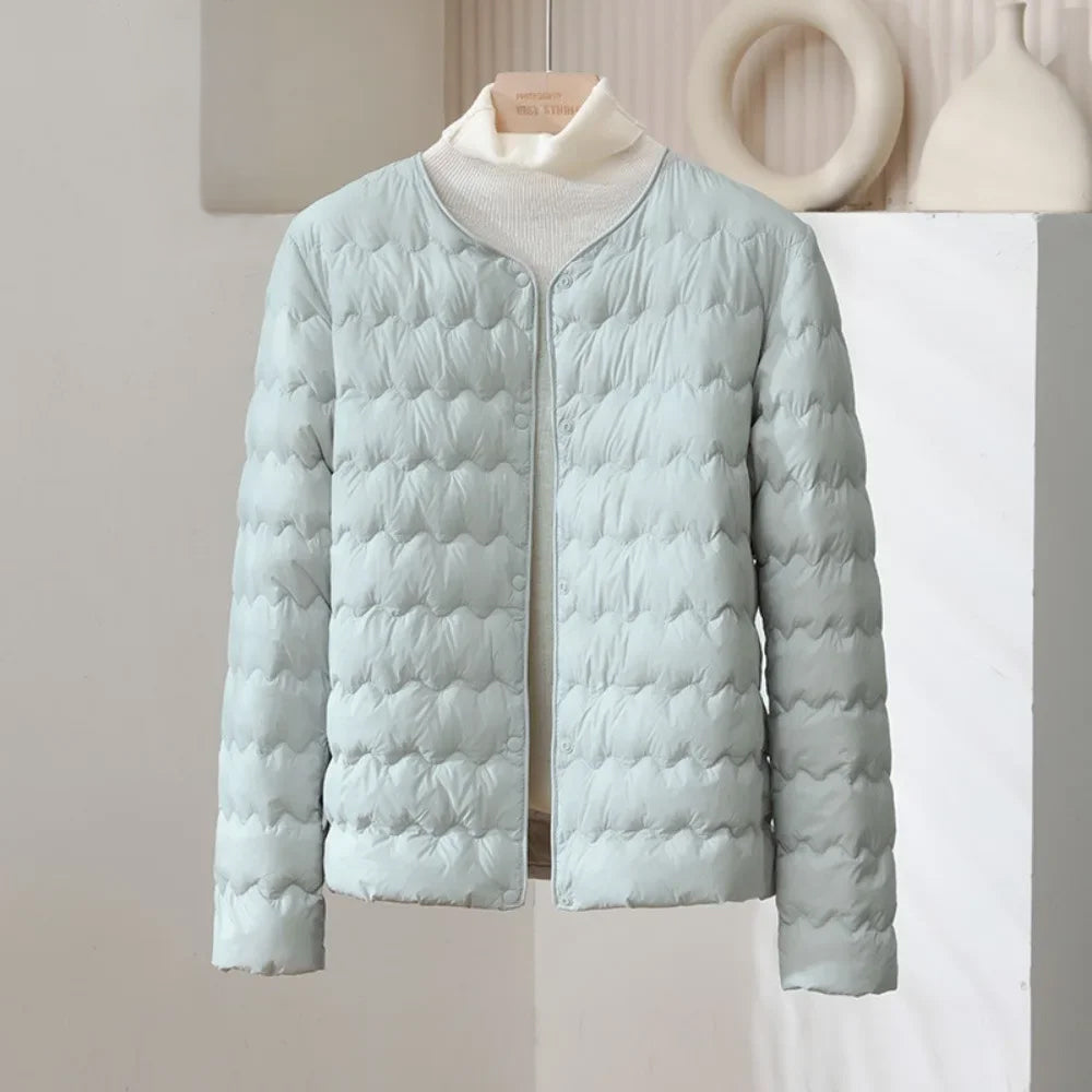 Lune London | Padded Regular Fit Down Jacket - Collarless Button Placket Jacket