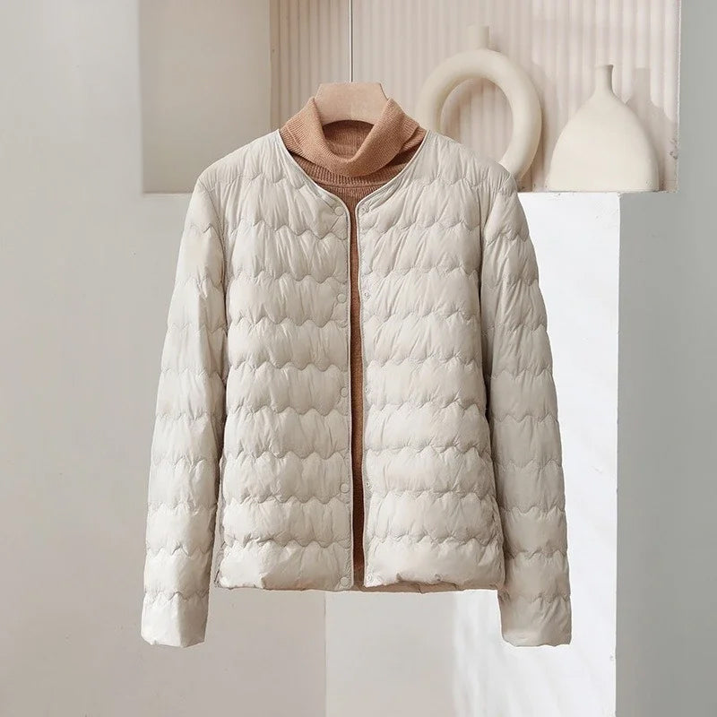 Lune London | Padded Regular Fit Down Jacket - Collarless Button Placket Jacket