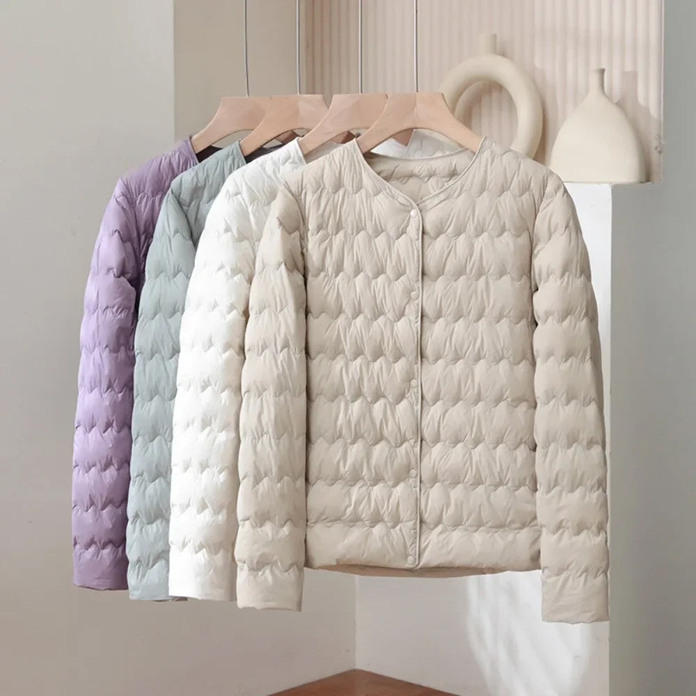 Lune London | Padded Regular Fit Down Jacket - Collarless Button Placket Jacket