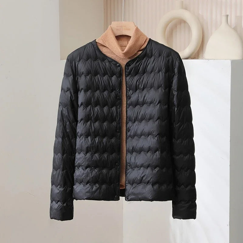 Lune London | Padded Regular Fit Down Jacket - Collarless Button Placket Jacket