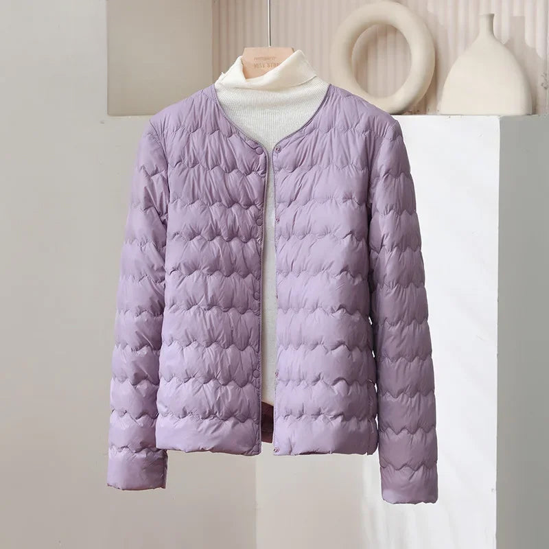 Lune London | Padded Regular Fit Down Jacket - Collarless Button Placket Jacket
