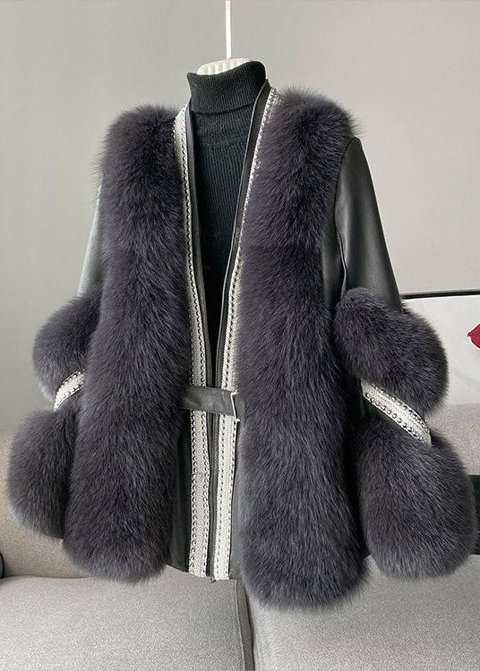 Lune London | Mink fur winter coat for women, V-neck - Winter