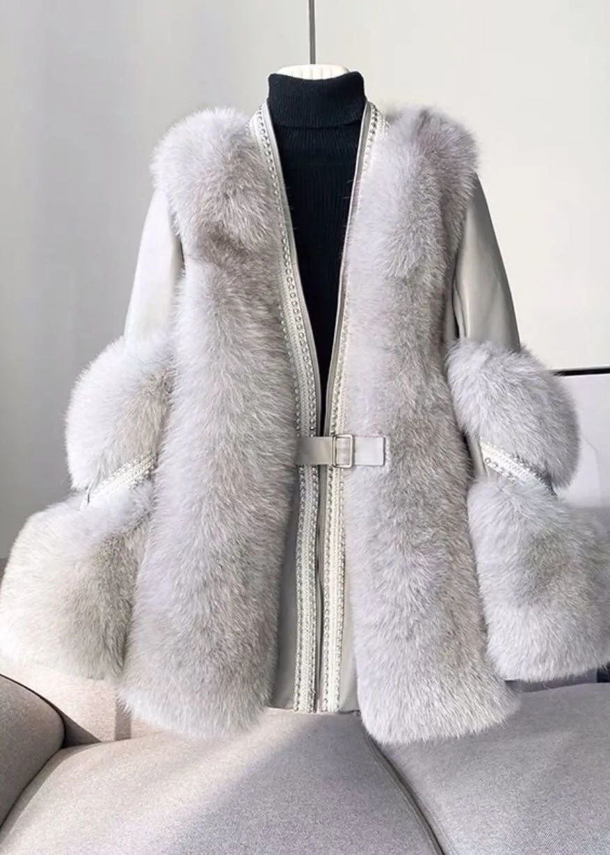 Lune London | Mink fur winter coat for women, V-neck - Winter