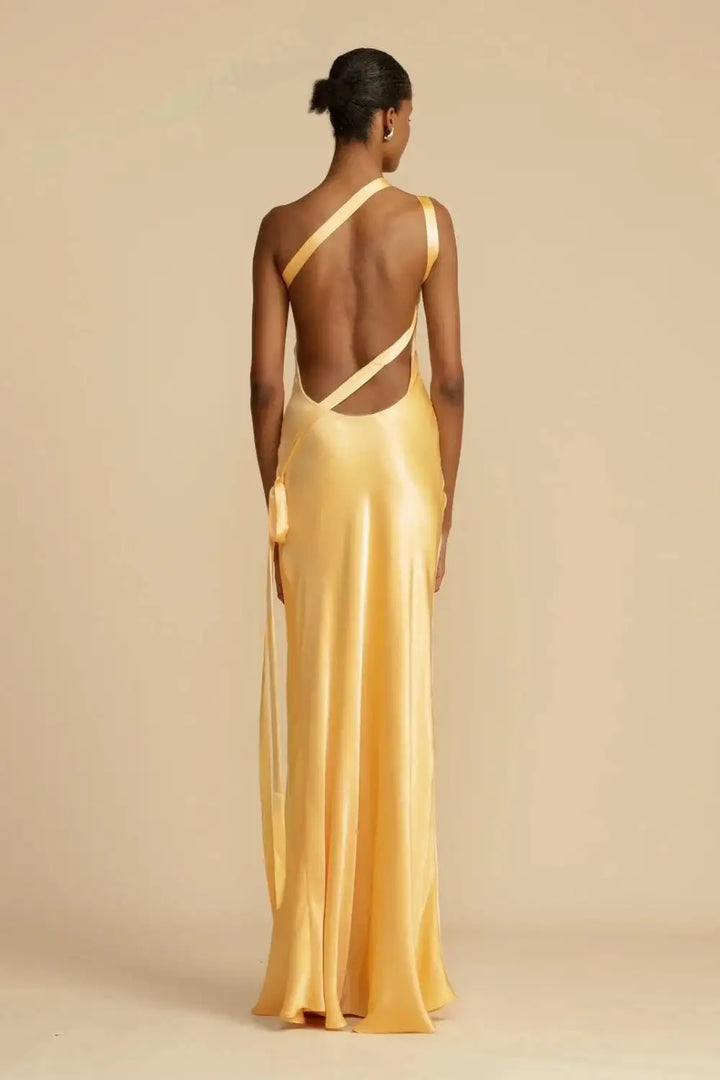 Lune London | Satin dress with diagonal neckline