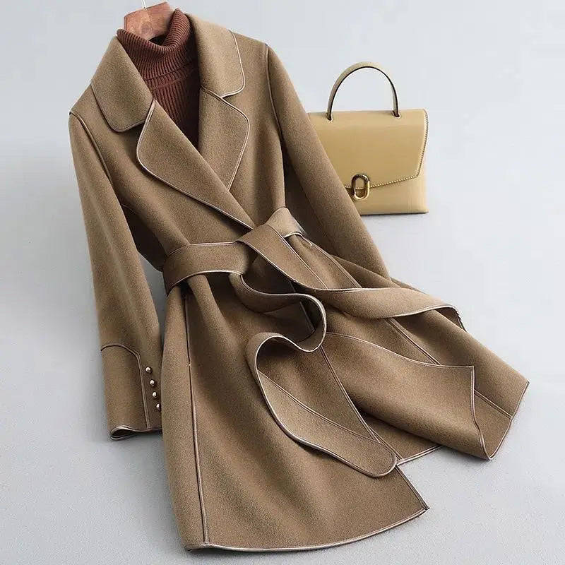 Lune London | Slim Fit Coat - Buckle Wrap Style Knee-Length Winter Coat