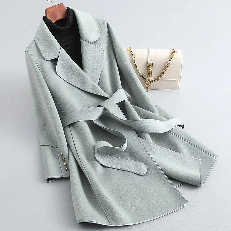 Lune London | Slim Fit Coat - Buckle Wrap Style Knee-Length Winter Coat