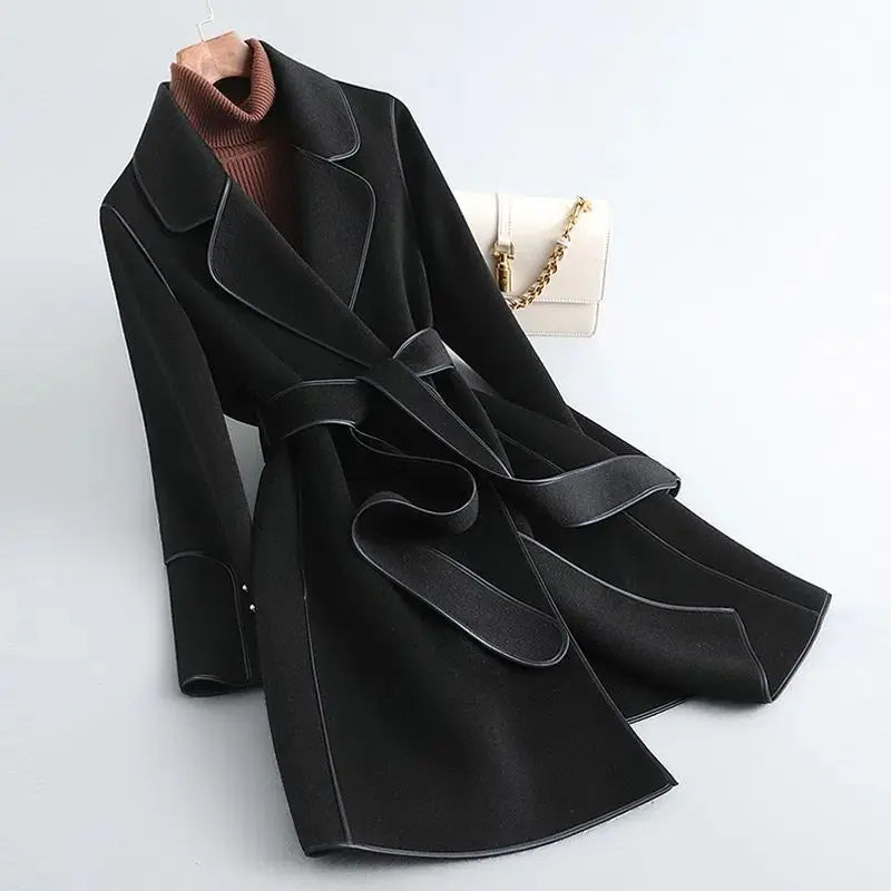 Lune London | Slim Fit Coat - Buckle Wrap Style Knee-Length Winter Coat