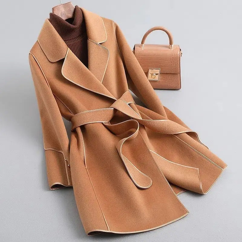 Lune London | Slim Fit Coat - Buckle Wrap Style Knee-Length Winter Coat