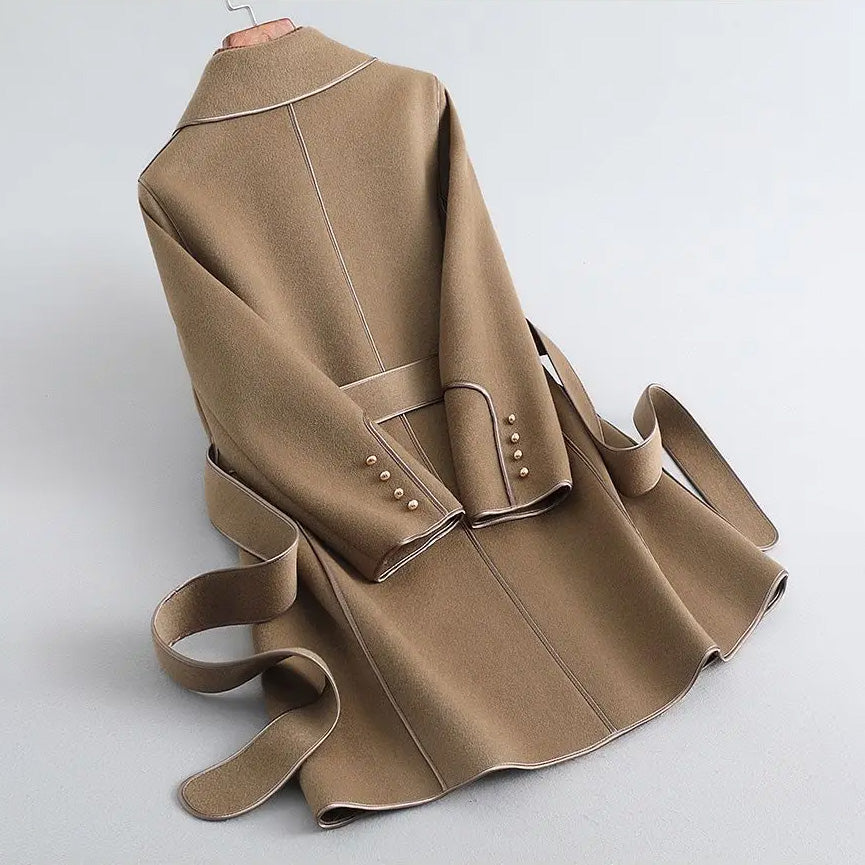 Lune London | Slim Fit Coat - Buckle Wrap Style Knee-Length Winter Coat