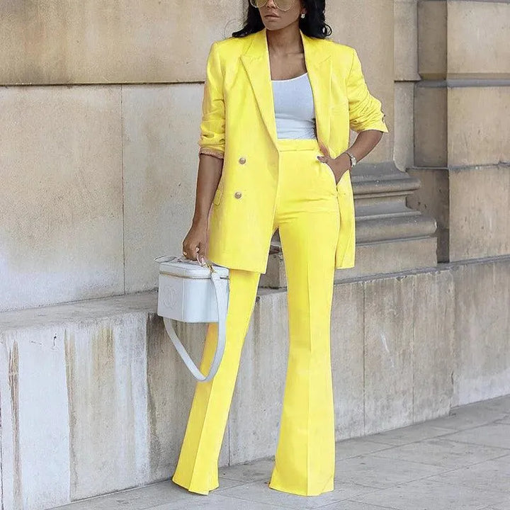 Lune London | Blazer pour femmes - Élégant - Double rangée de boutons, jambes évasées - Parfait pour les occasions professionnelles