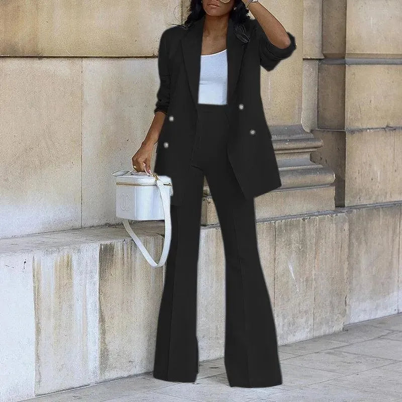 Lune London | Blazer pour femmes - Élégant - Double rangée de boutons, jambes évasées - Parfait pour les occasions professionnelles