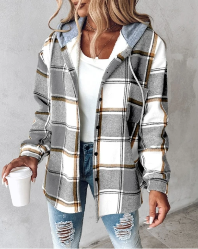 Lune London | Femmes veste à carreaux avec capuche