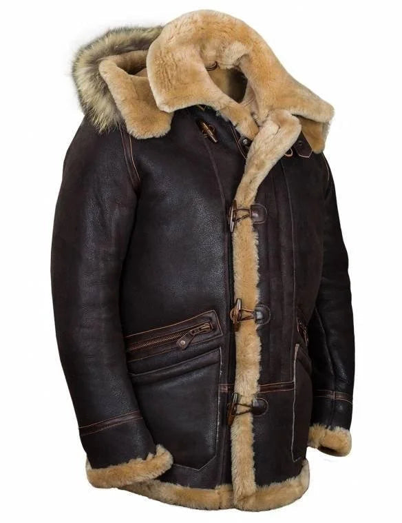 Lune London | Jacket with Hood - Leather Look - Soft Plush Lining - Button Closure - Comfortable Fit
