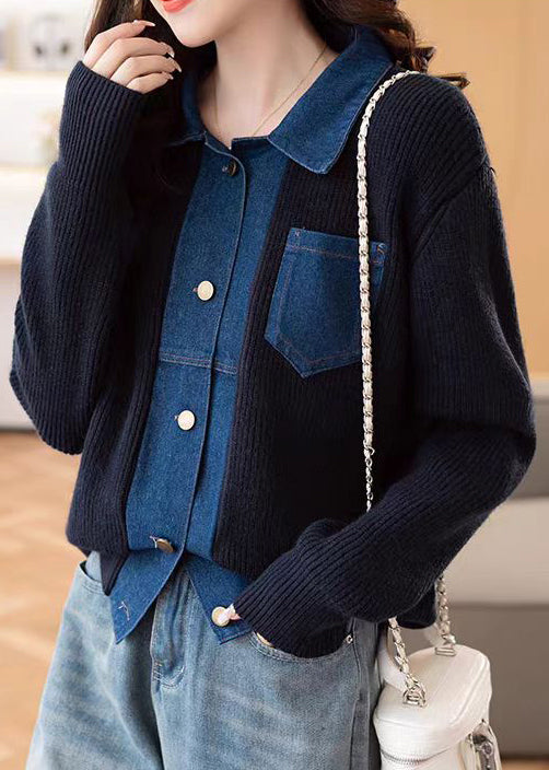 Lune London | Patchwork denim coats with Peter Pan collar