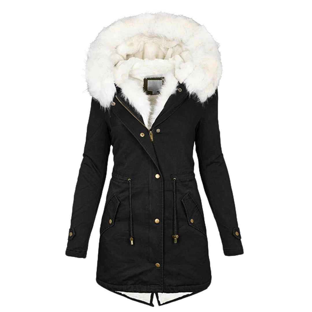 Lune London Elegant winter jacket with hood and button detail