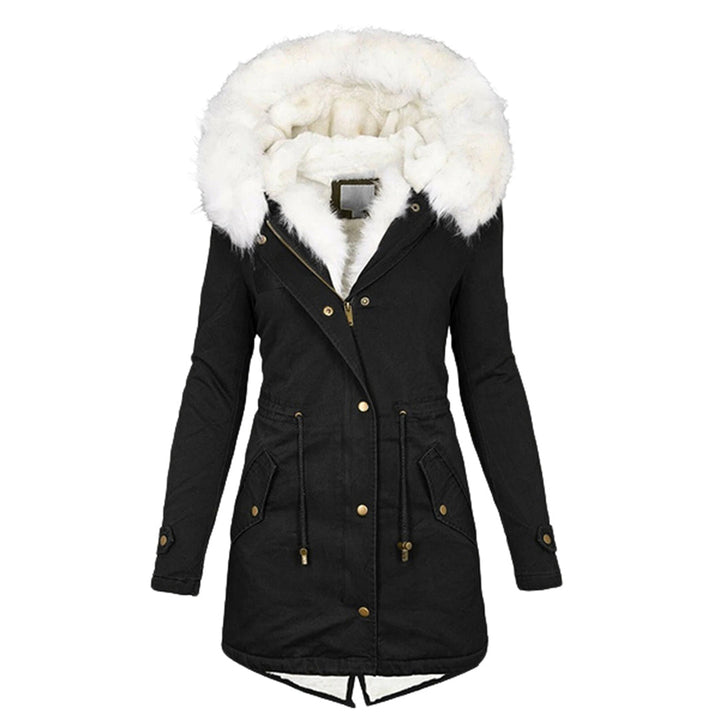 Lune London Elegant winter jacket with hood and button detail