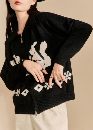 Lune London | Winter knit coats with embroidered black zippered pockets