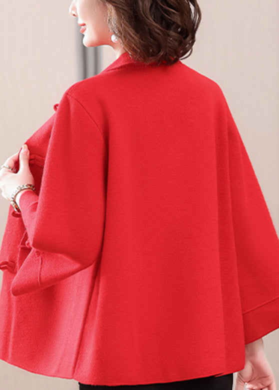 Lune London | Printed wool coats with red high collar