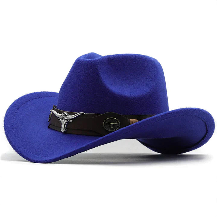Lune London | Western-style felt hat with bull buckle band