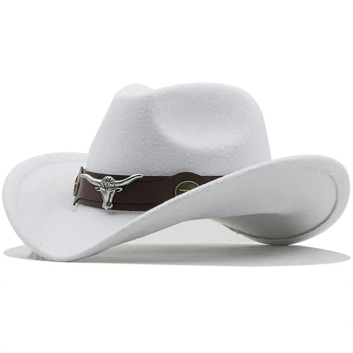 Lune London | Western-style felt hat with bull buckle band