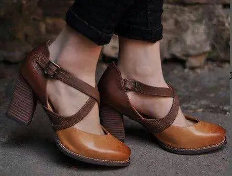 Lune London | Light Brown Summer Leather High Heels