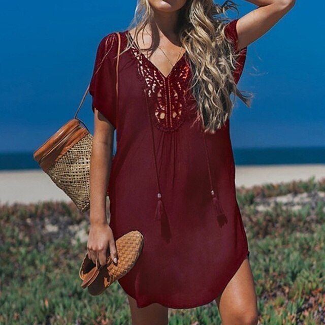 Lune London | Beach cover-up with V-neck and lace for women