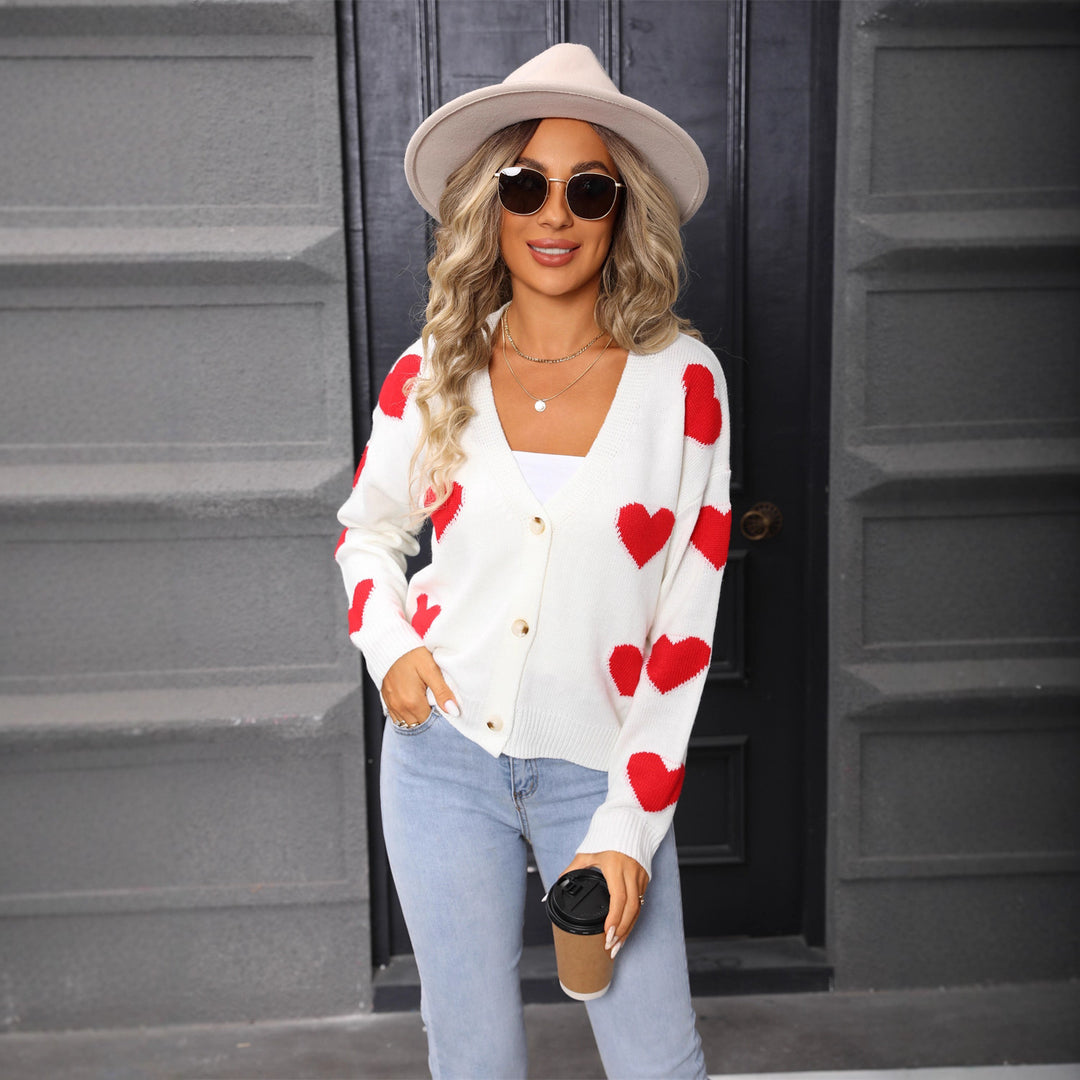 Knitted jacket for women with heart pattern Lune London