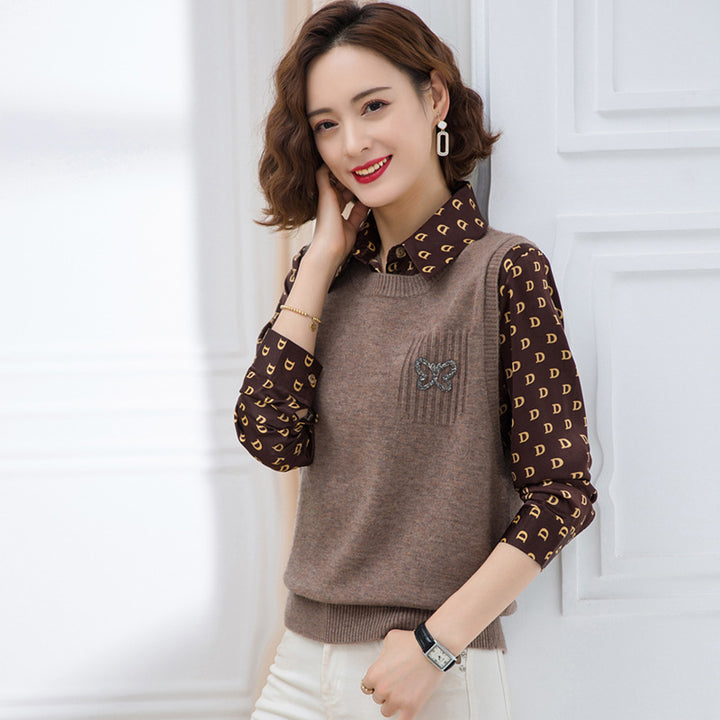 Women Fashion Knitted Vest with Decorative Butterfly Pattern Lune London