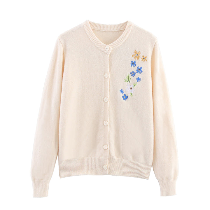 Knitted jacket for women with floral embroidery Lune London