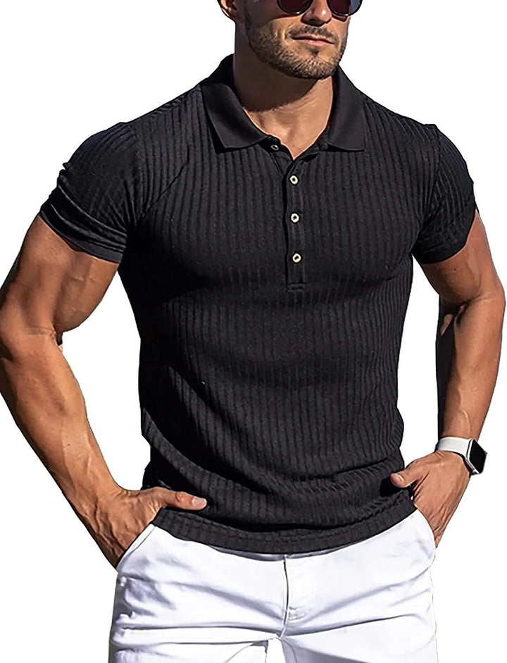 Men's Chic and Stylish Ribbed Structured Casual Polo